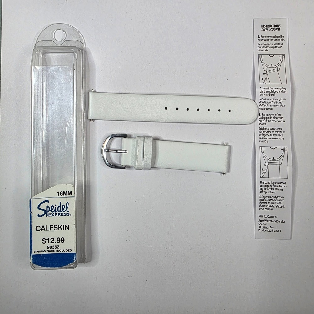 Speidel Express 18mm White Calfskin Leather Watch Band Strap w/ Spring Bars New - Picture 5 of 5